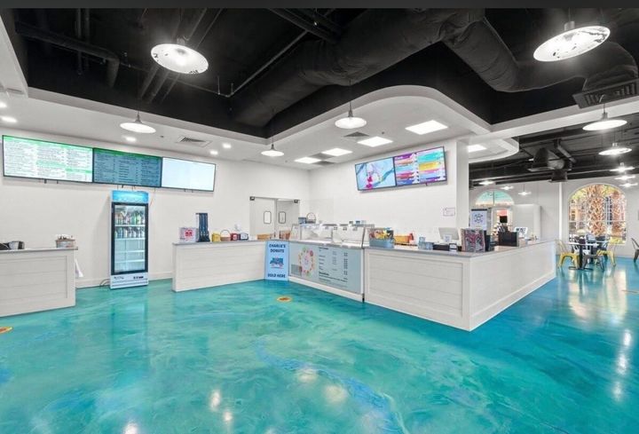 Metallic epoxy concrete flooring located at Calypso Resorts in Panama City Beach, Florida.