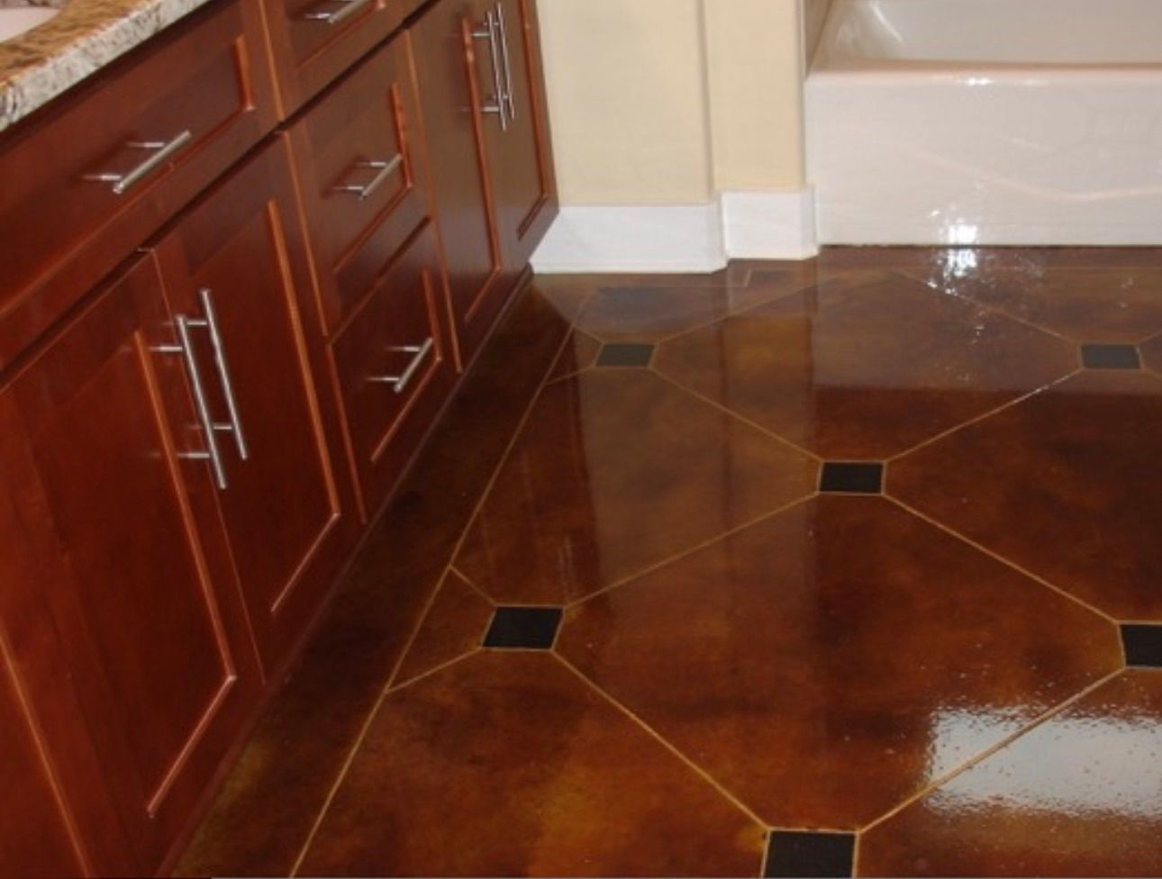 Acid stain concrete.