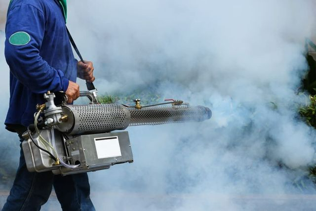 Person Using A Fogger To Disperse Insecticide — Brazel's Pest Control in Coffs Harbour, NSW