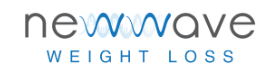Logo for New Wave Weight Loss, featuring blue waves, and the words "Weight Loss."