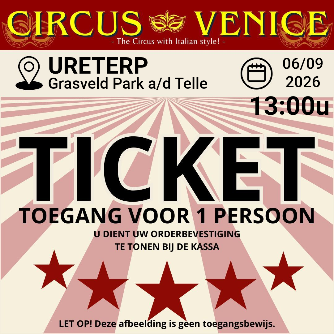 TICKET URETERP ZONDAG 6 september 2026 Tijd: 13:00 uur