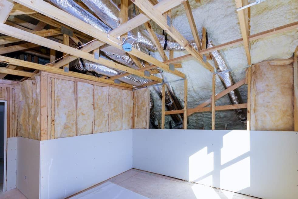 Unfinished Room Interior Featuring Exposed Wooden Rafters — HJK Plastering In Lennox Head, NSW