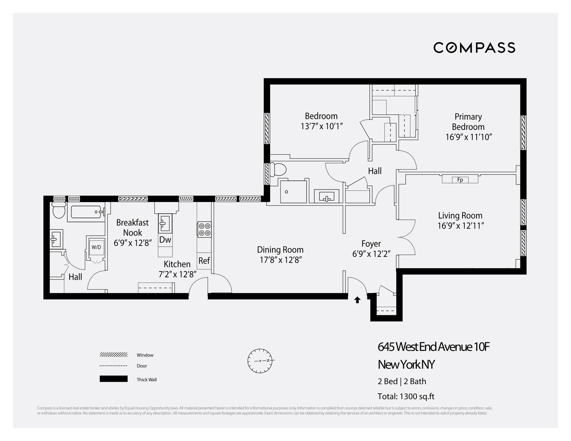 A floor plan of a house with the word compass on it