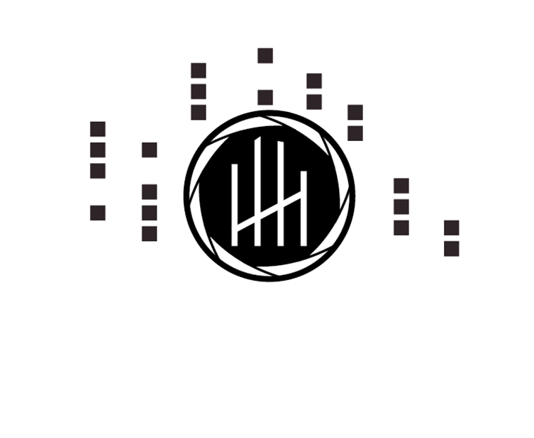A black and white logo with a circle and numbers in it.