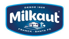 Logotipo para productos lácteos Milkaus. Forma azul