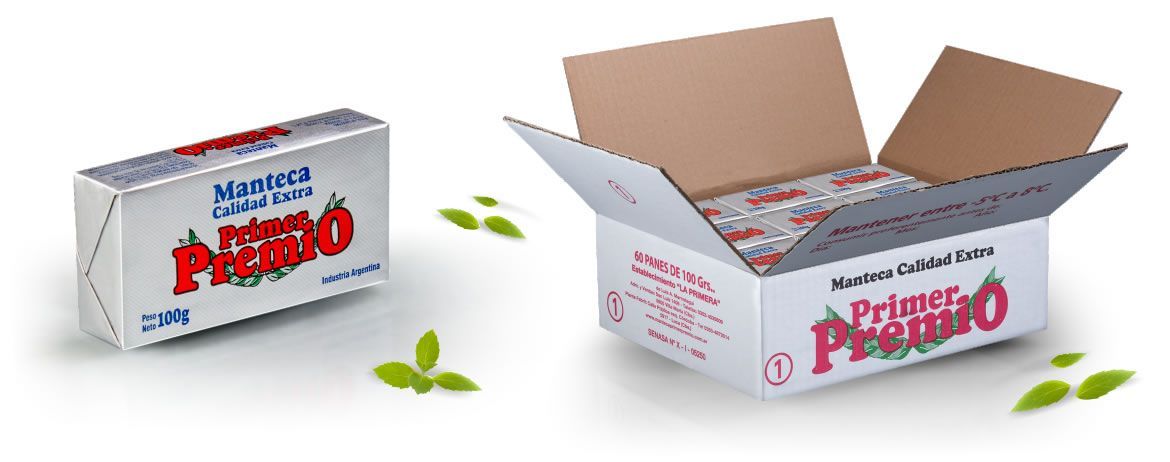 Un paquete de pesto Primo y una caja llena de paquetes de pesto individuales.