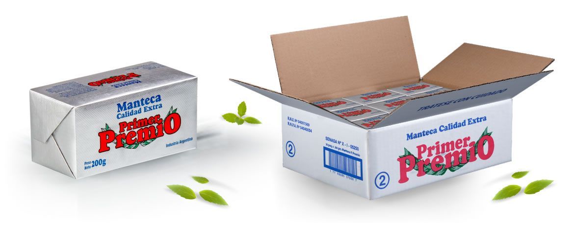 Cajas de queso Primer Nero, una envuelta, otra abierta, con ramitas de albahaca.