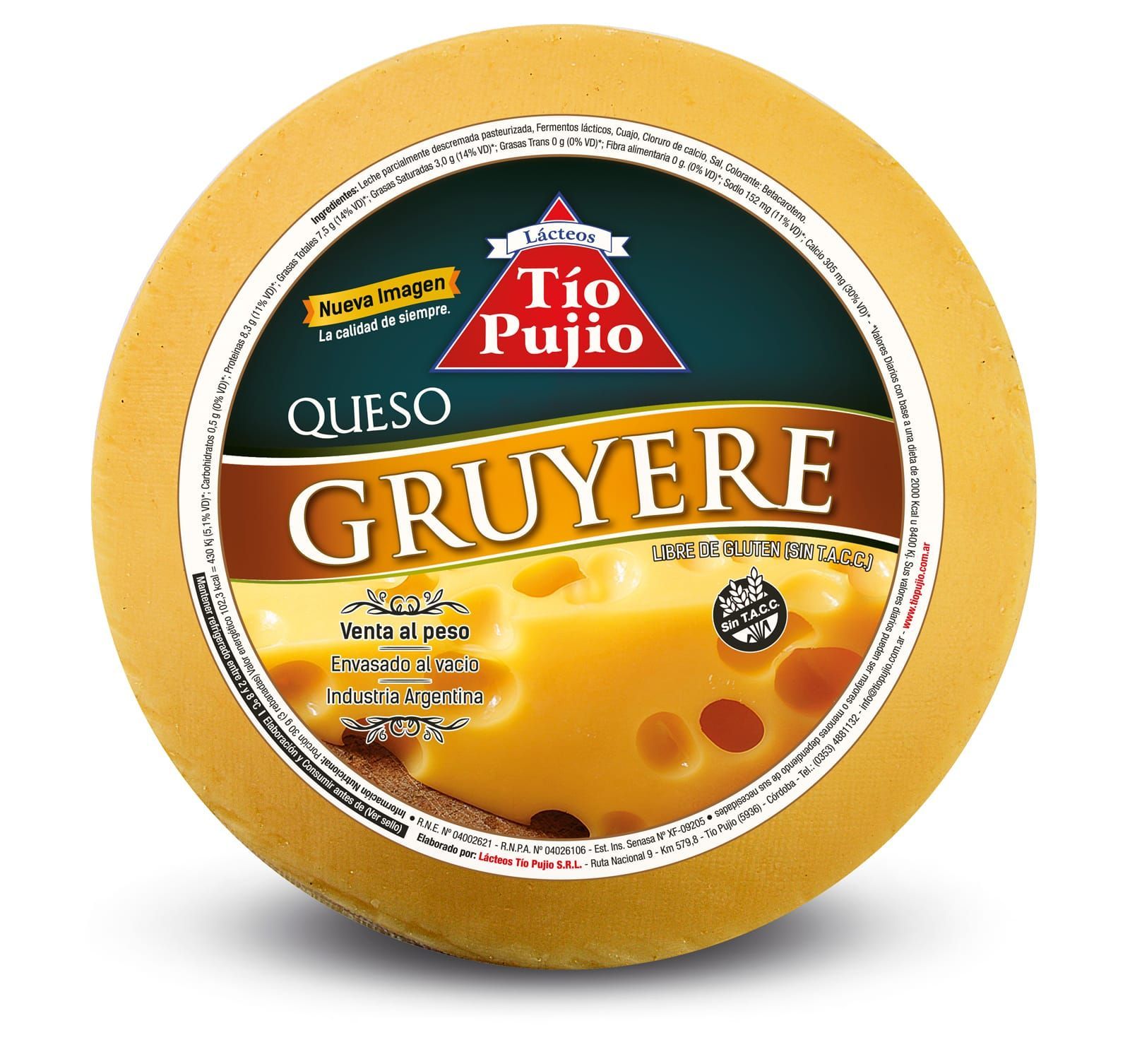 Queso redondo etiquetado 