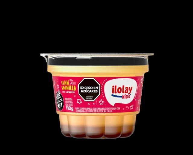 Vaso de pudin de vainilla Ilolay Kids con etiqueta.