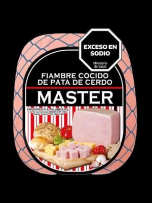 Paquete de jamón de marca Master, con advertencia de 