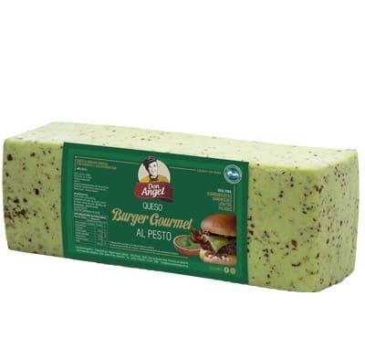 Bloque de queso gourmet para hamburguesa con pesto verde 