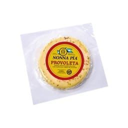 Queso redondo envasado en plástico transparente, etiquetado 