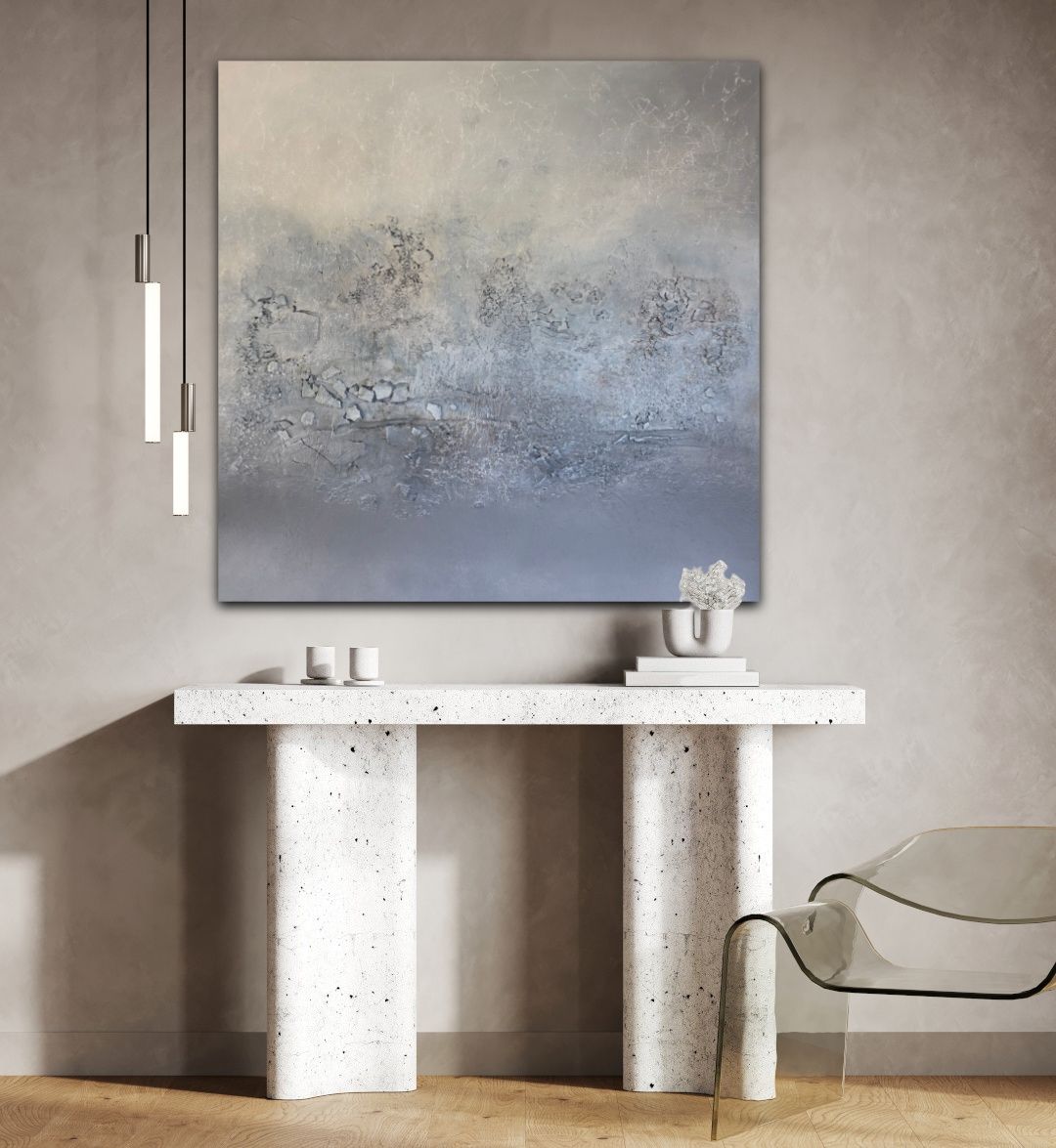 - emotions in blue - 100/100cm - bb-art.ch
Acrylbild abstrakt auf Leinwand, Mixed Media, Atelier & Galerie - Brigitte Bieri - Rorschach