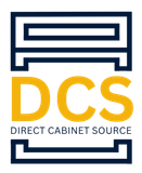 Direct Cabinet Source logo with blue cabinet outline and yellow DCS text