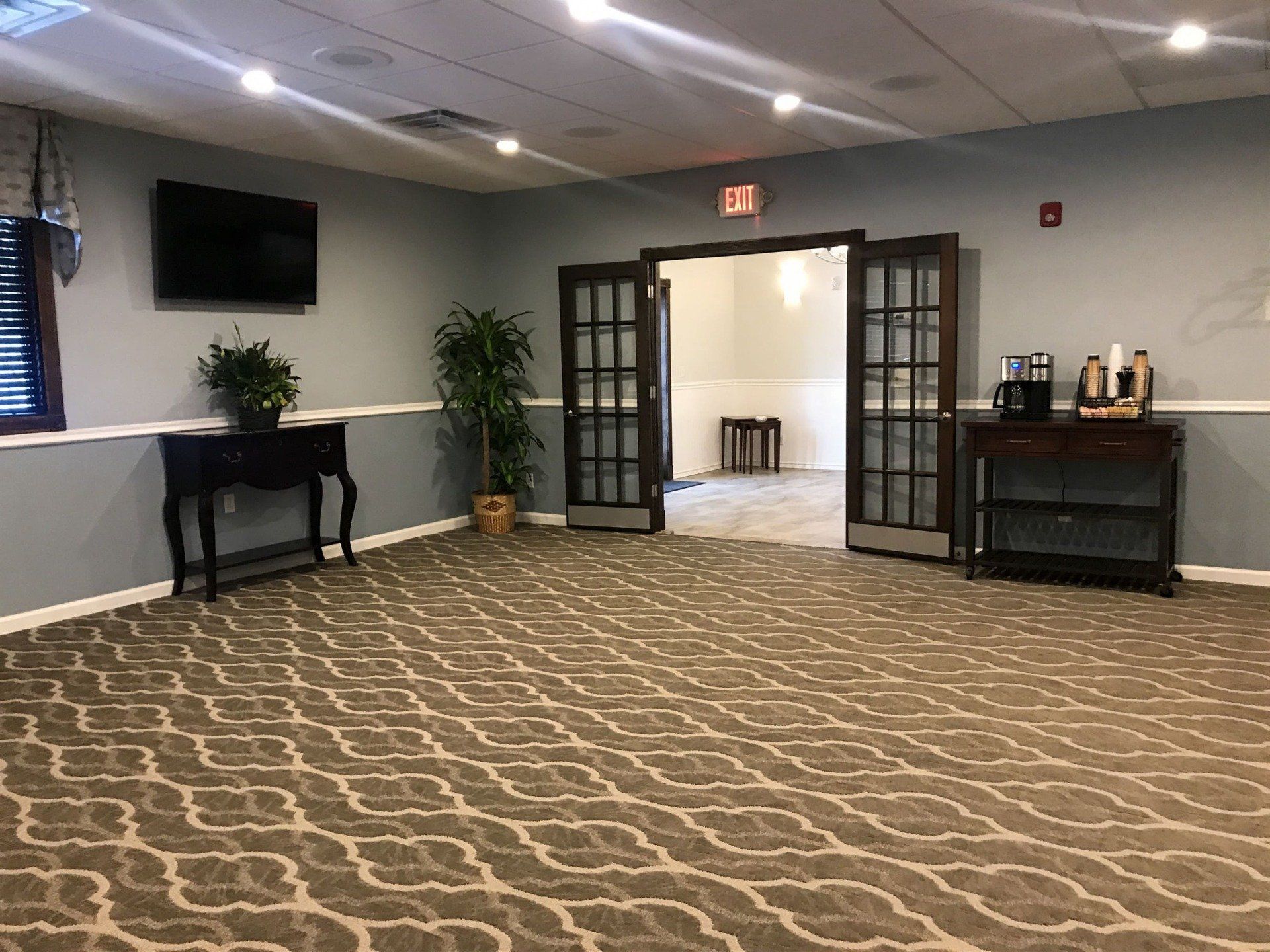 funeral home facility mountain room with exit
