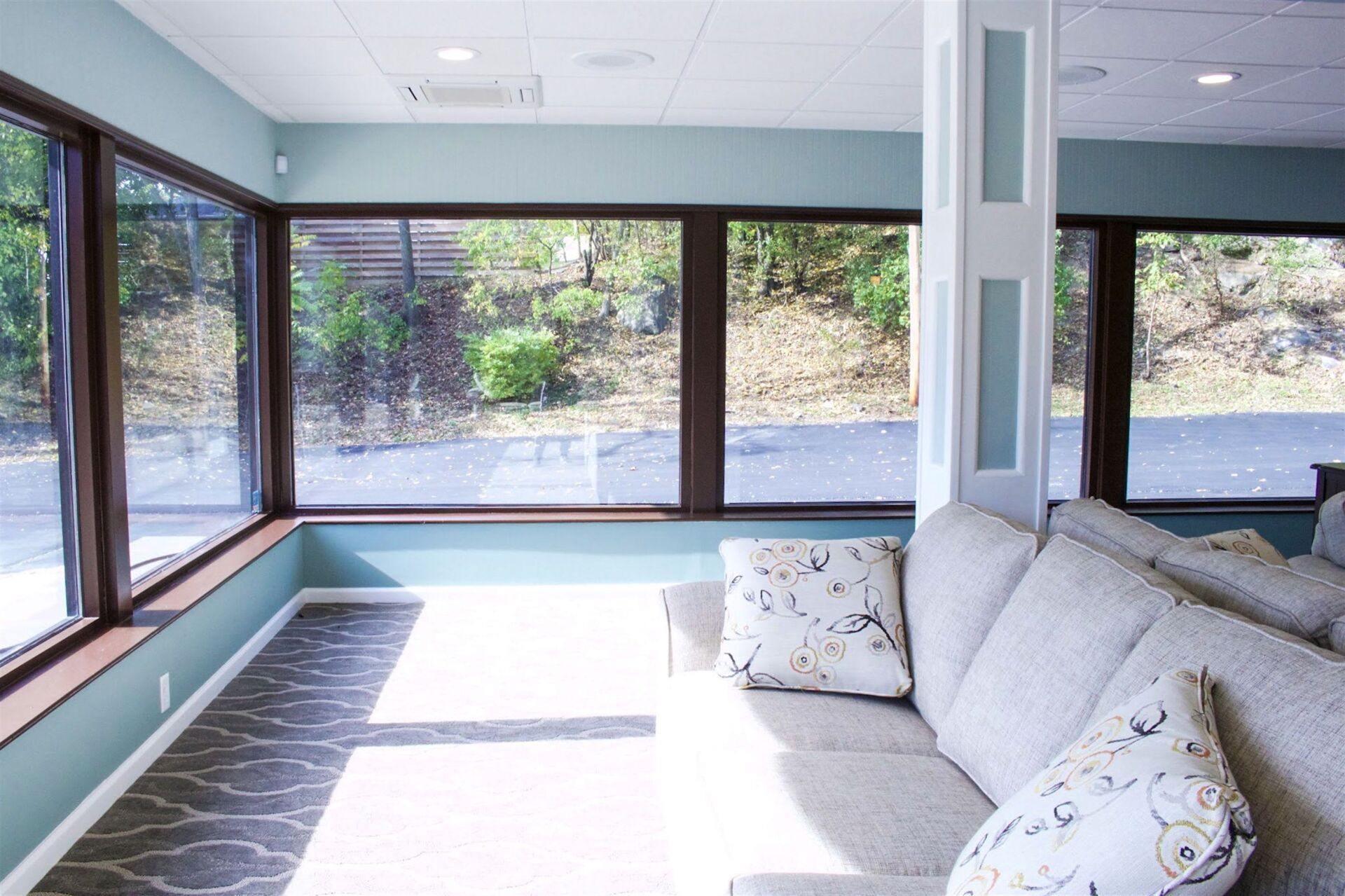 funeral home facility room with big sofa