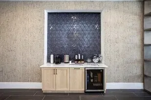 Coffee and beverage station with mini-fridge