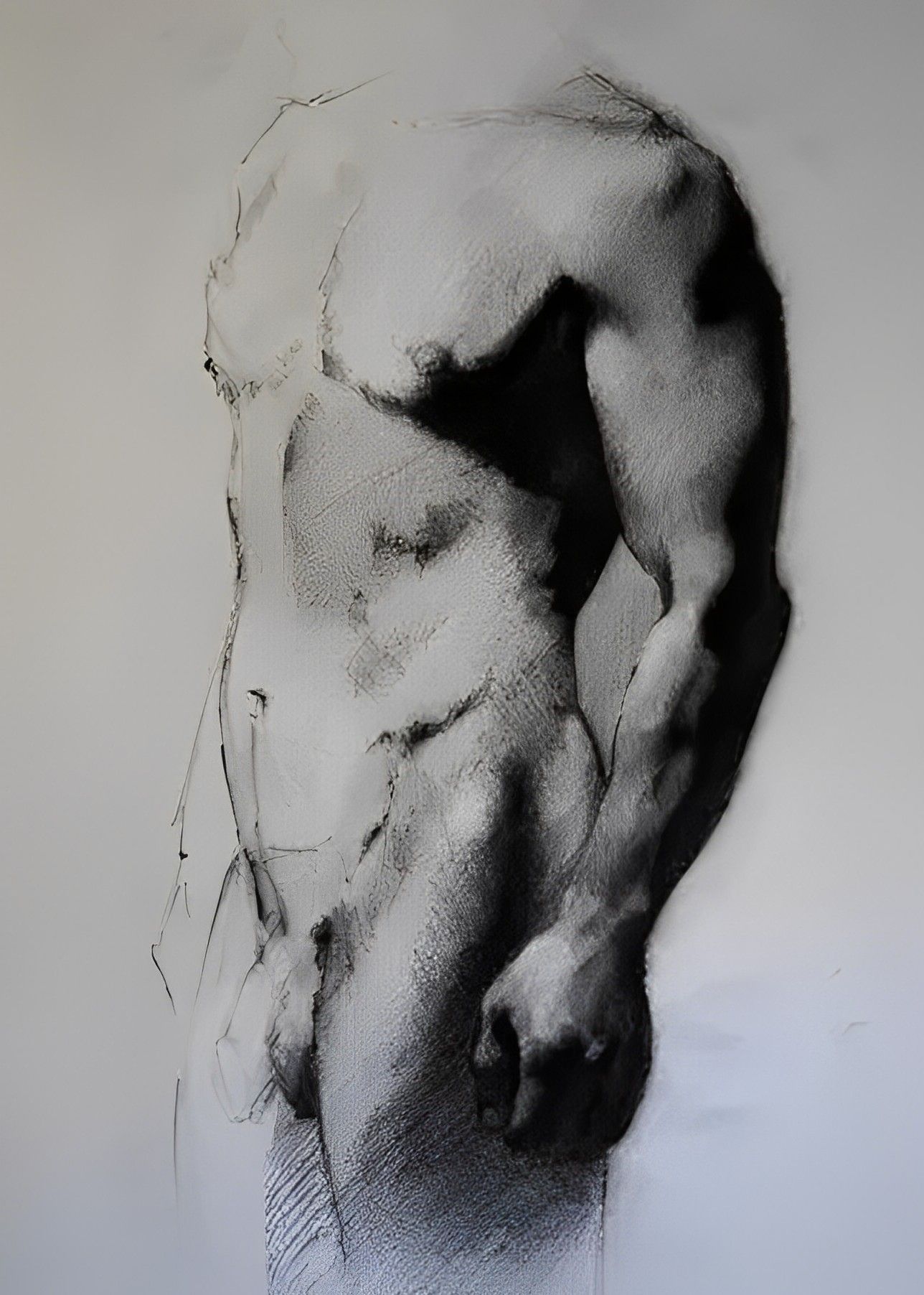 Naked life drawing of a male nude life model
