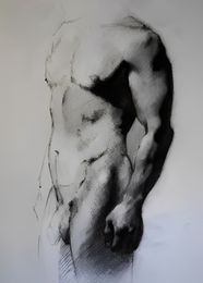Naked life drawing of a male nude life model