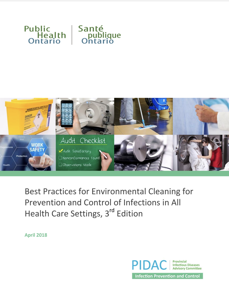 A book titled best practices for environmental clearing for prevention and control of infections in a health care setting