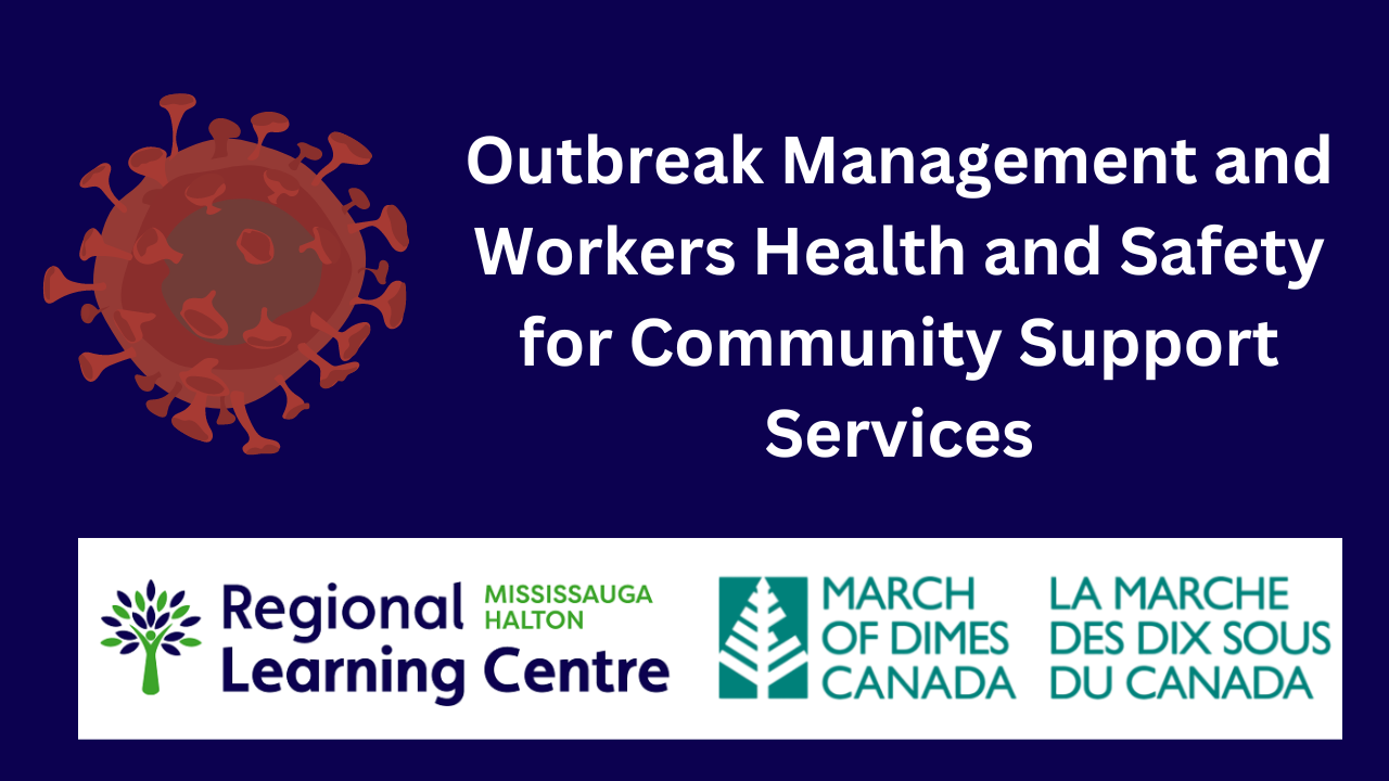 An advertisement for outbreak management and workers health and safety for community support services