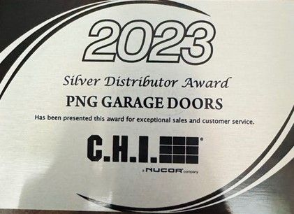 A silver distributor award for png garage doors has been presented for exceptional sales and customer service. A silver distributor award for png garage doors has been presented for exceptional sales and customer service.