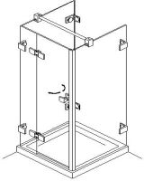 Box doccia in vetro con porta a battente, base angolare e piatto doccia