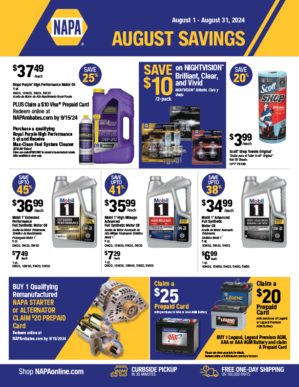 Specials NAPA West Parts New England