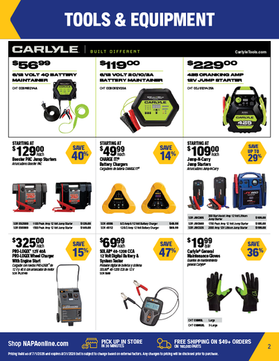 NAPA Auto Parts Retail Flyer
