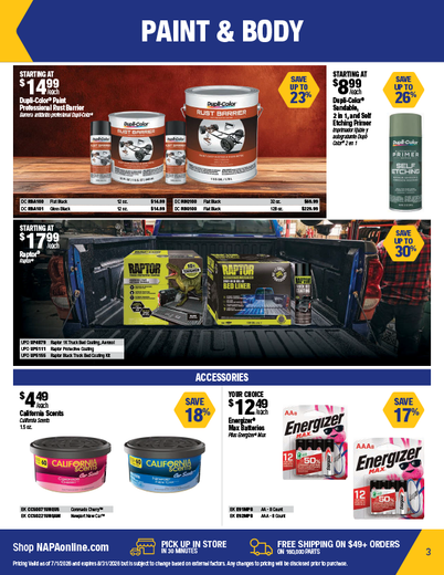NAPA Retail Sales Flyer