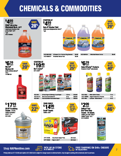 NAPA Auto Parts Retail Flyer