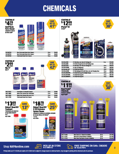 NAPA Auto Parts Retail Flyer