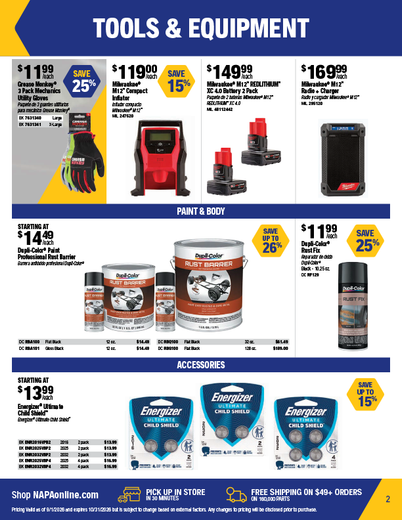 NAPA Auto Parts Retail Flyer
