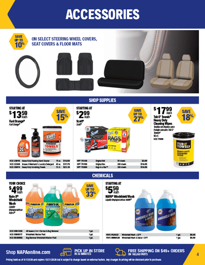 NAPA Auto Parts Retail Flyer