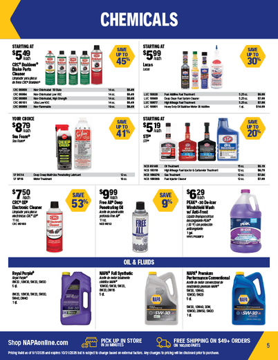 NAPA Auto Parts Retail Flyer