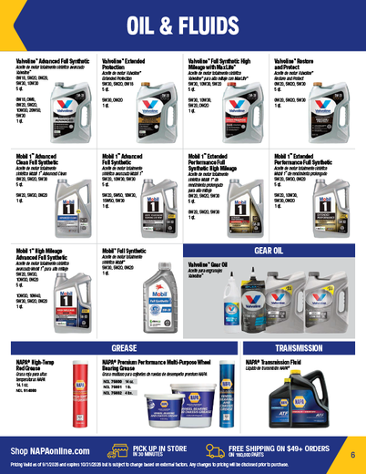 NAPA Auto Parts Retail Flyer