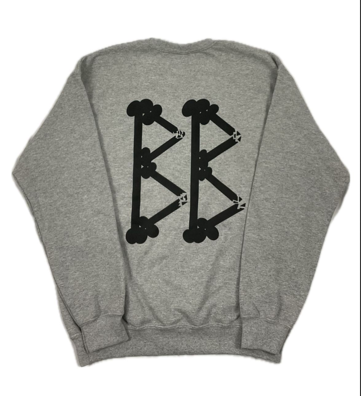 Light grey crewneck w/black lettering