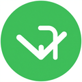 Green circle with a white stylized checkmark and right-angle arrow icon