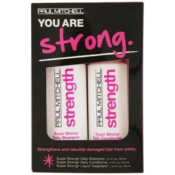 Una scatola di shampoo e balsamo Strength di Paul Mitchell