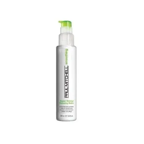 Una bottiglia di crema lisciante Paul Mitchell su sfondo bianco.