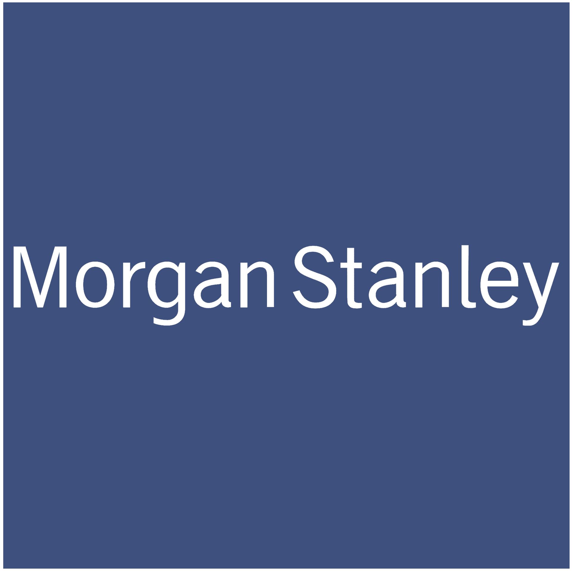The logo for morgan stanley is on a blue background.