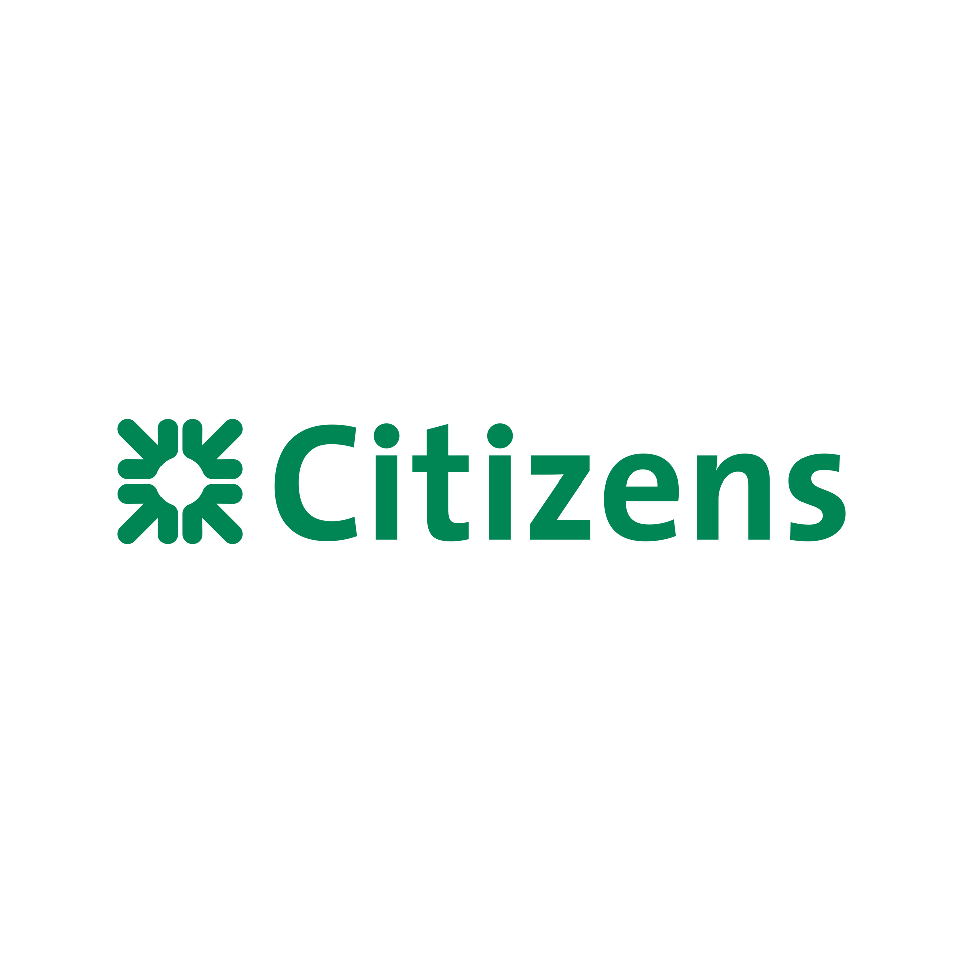 The citizens logo is green and white on a white background.