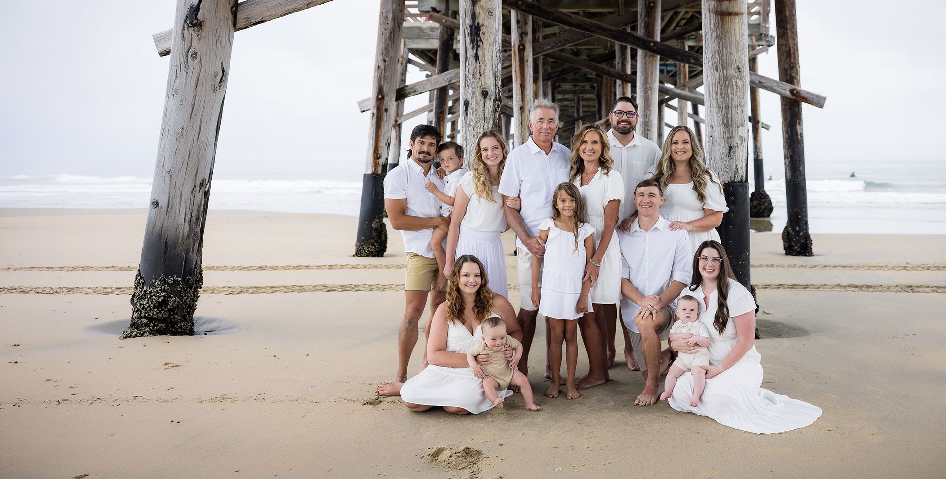 Extended family beach portrait in Orange County