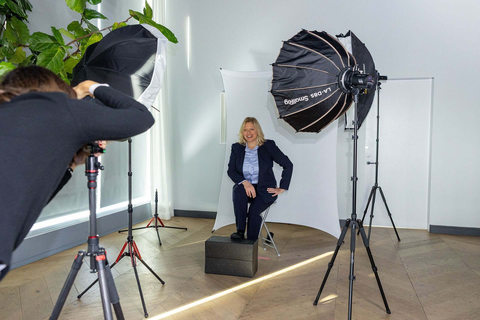 Behind the scenes of an on-site corporate headshot session in Orange County