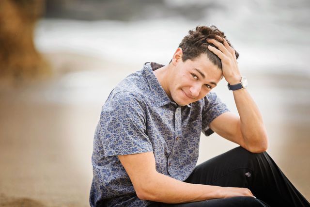 Senior guy portrait at sunset, Laguna Beach