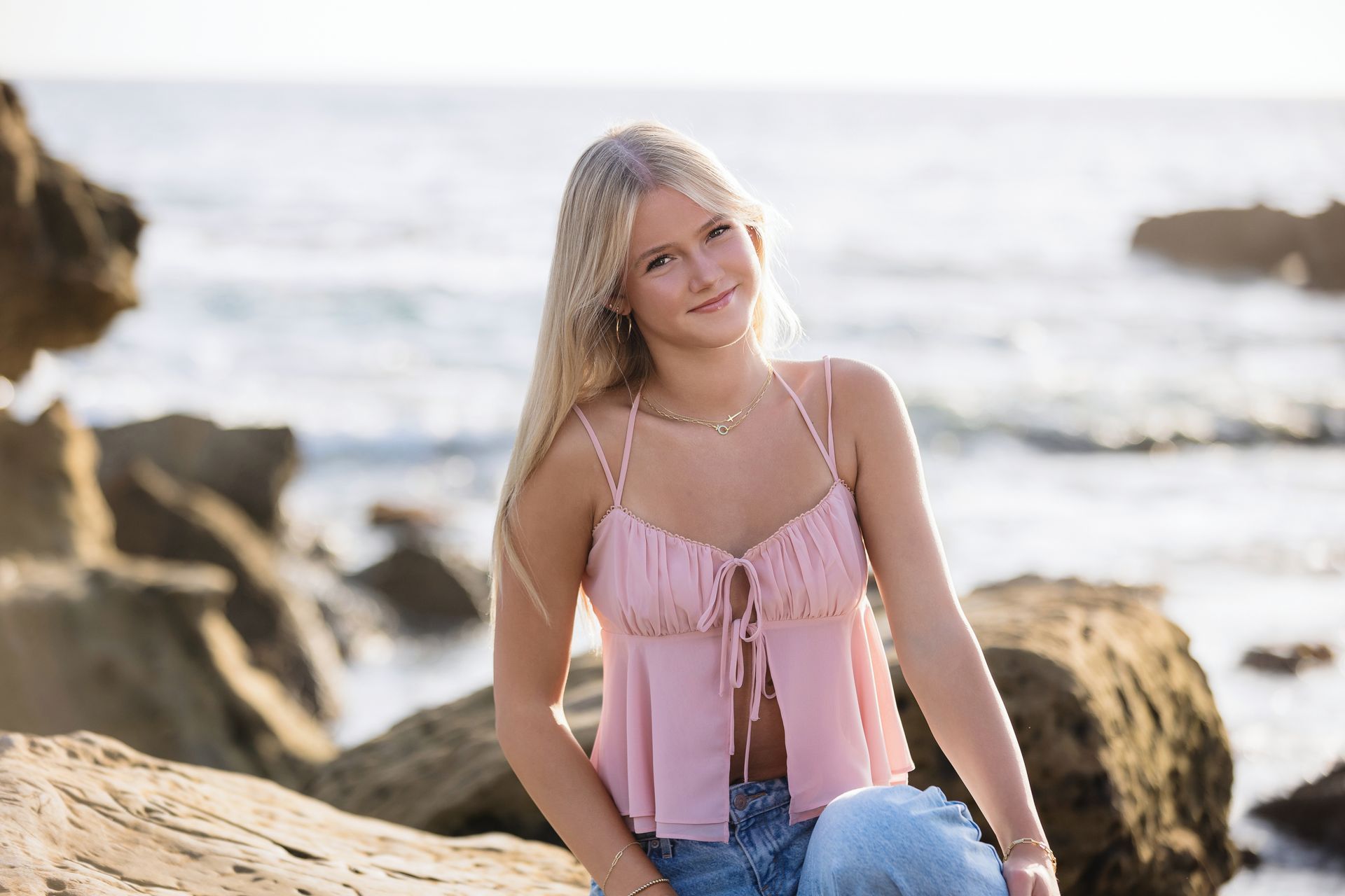 Beach senior portrait in Laguna Beach, Orange County