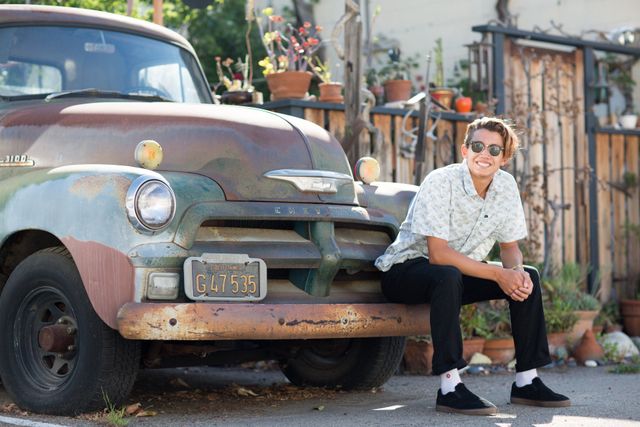 Senior guy with a vintage truck, Orange County