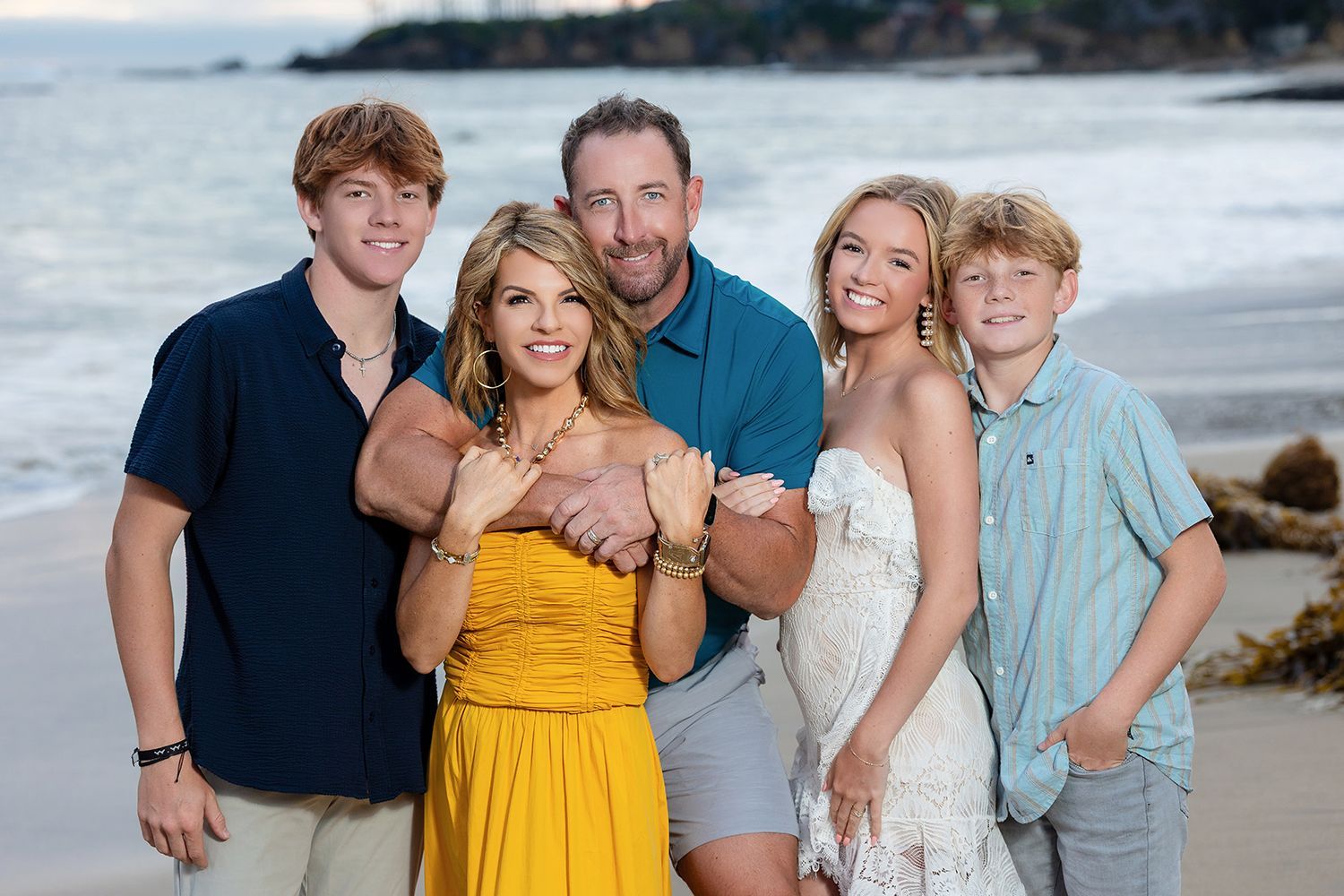 Golden hour sunset family portrait in Laguna Beach