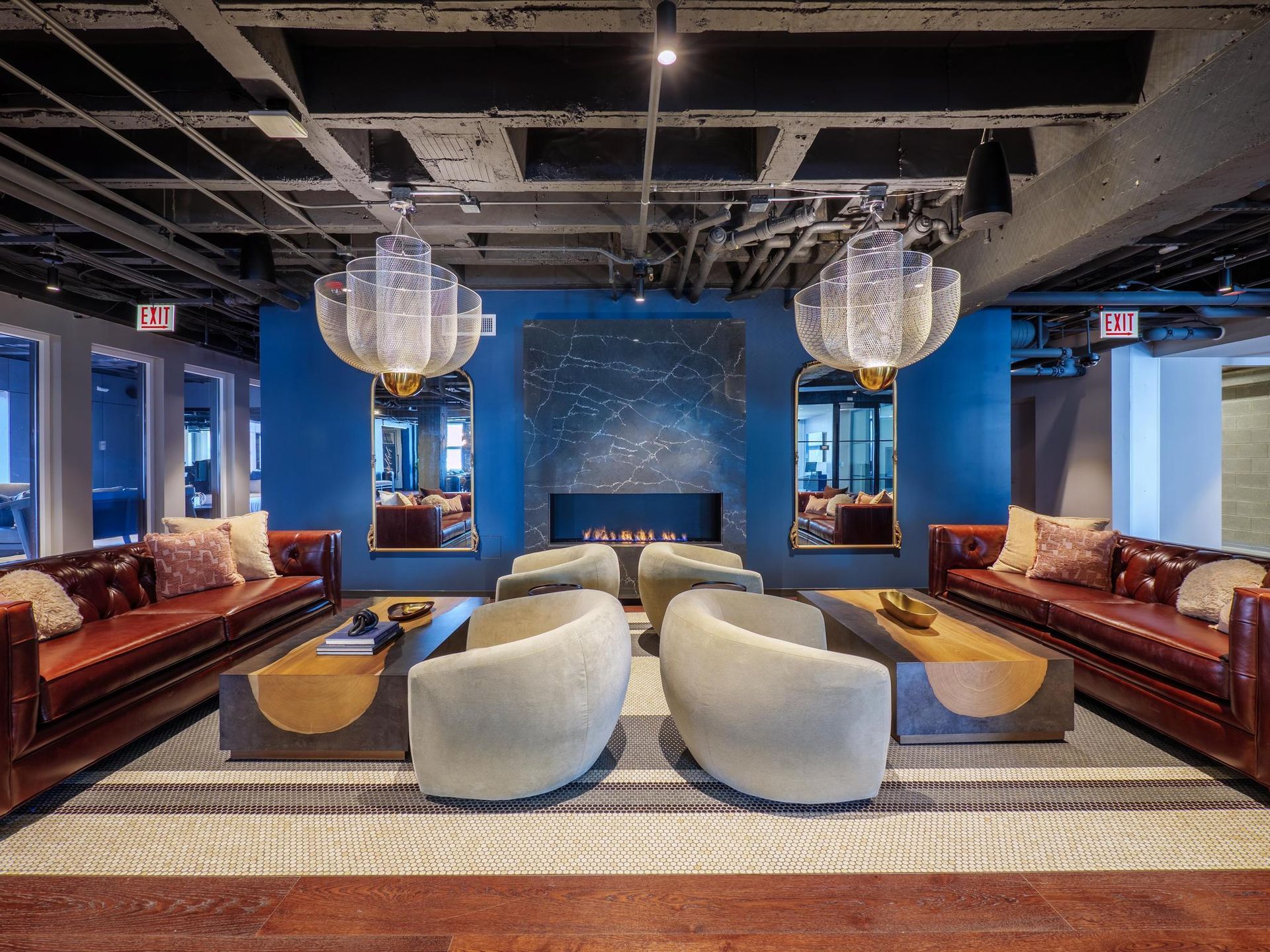 seating areas in The Thompson at Fulton Market's resident lounge