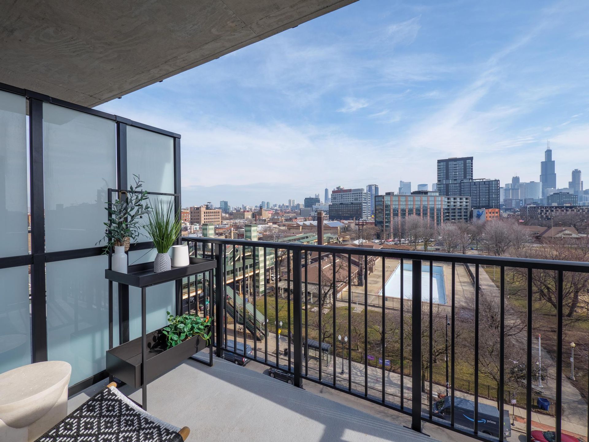 private balcony with views of Downtown Chicago